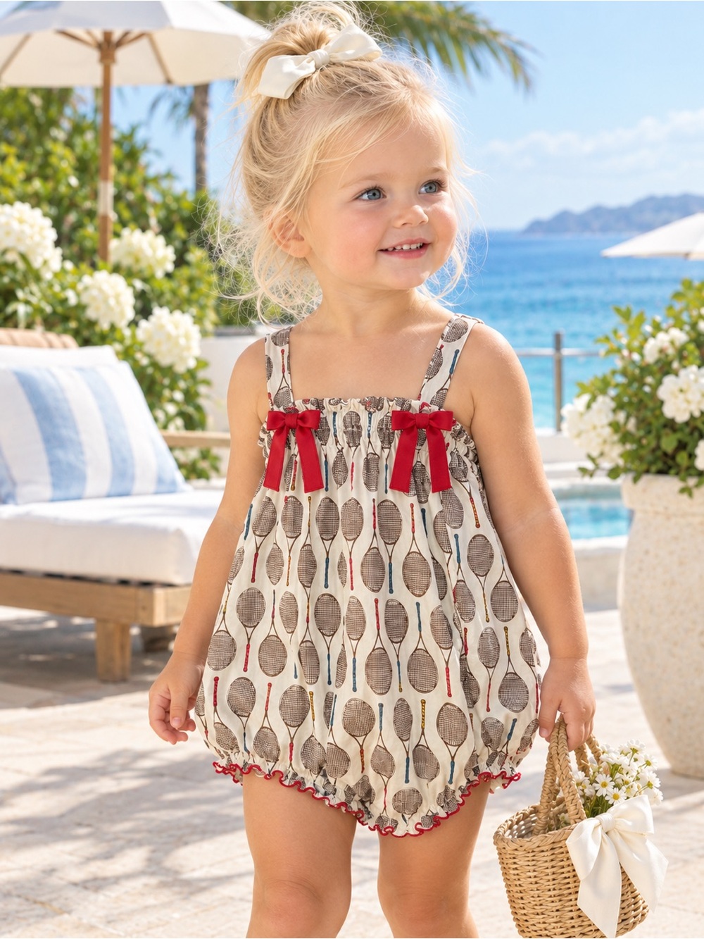 Pink Chicken Tennis Racquets Emma Lou Romper